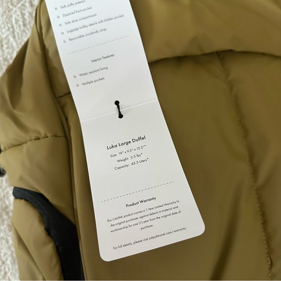 NWT Calpak Luka Large Duffel Bag (Khaki) - Picture 3 of 3